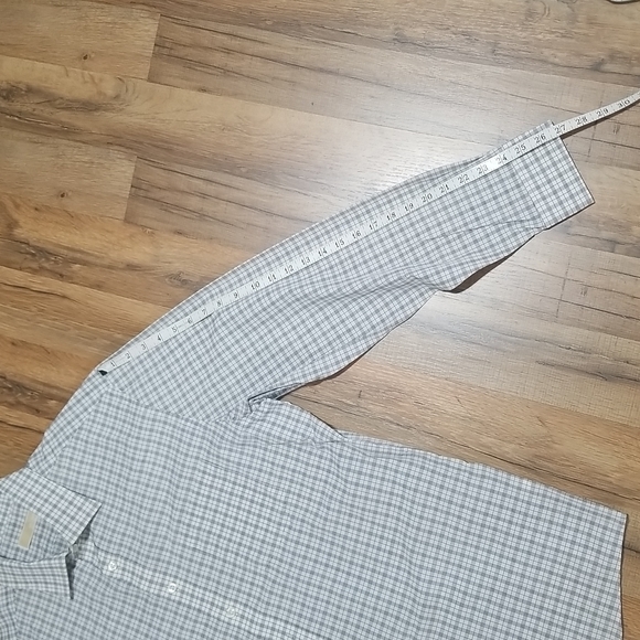 MICHAEL MICHAEL KORS White Gray Plaid Oeko-Tex Button Down Shirt in Shadow - Picture 13 of 14